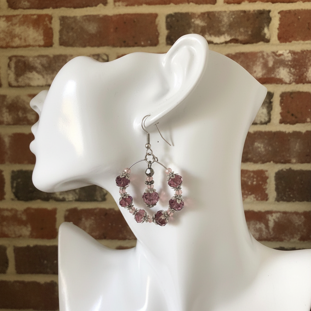 Victorian Style Crystal Hoops