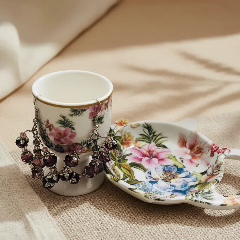 Victorian Style Crystal Hoops - Silver Chamber Jewellery Store