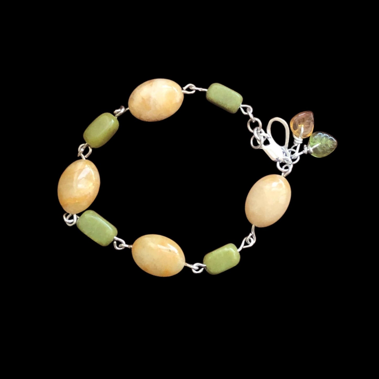 Yellow Aventurine and Lemon Jade Segmented Bracelet Silver Chamber Jewellery Store