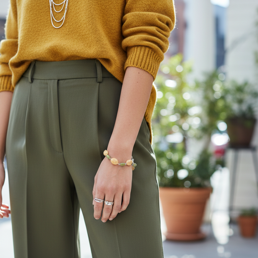Yellow Aventurine and Lemon Jade Segmented Bracelet