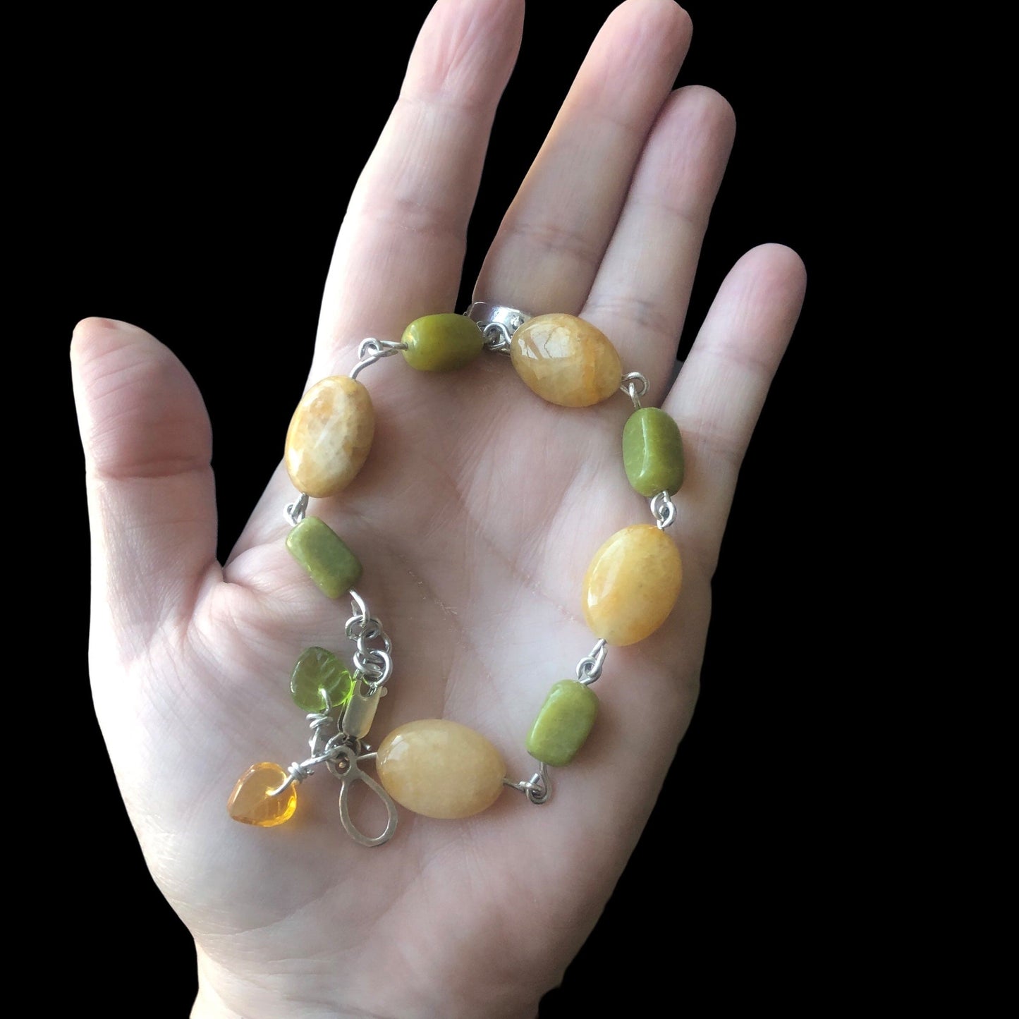 Yellow Aventurine and Lemon Jade Segmented Bracelet Silver Chamber Jewellery Store