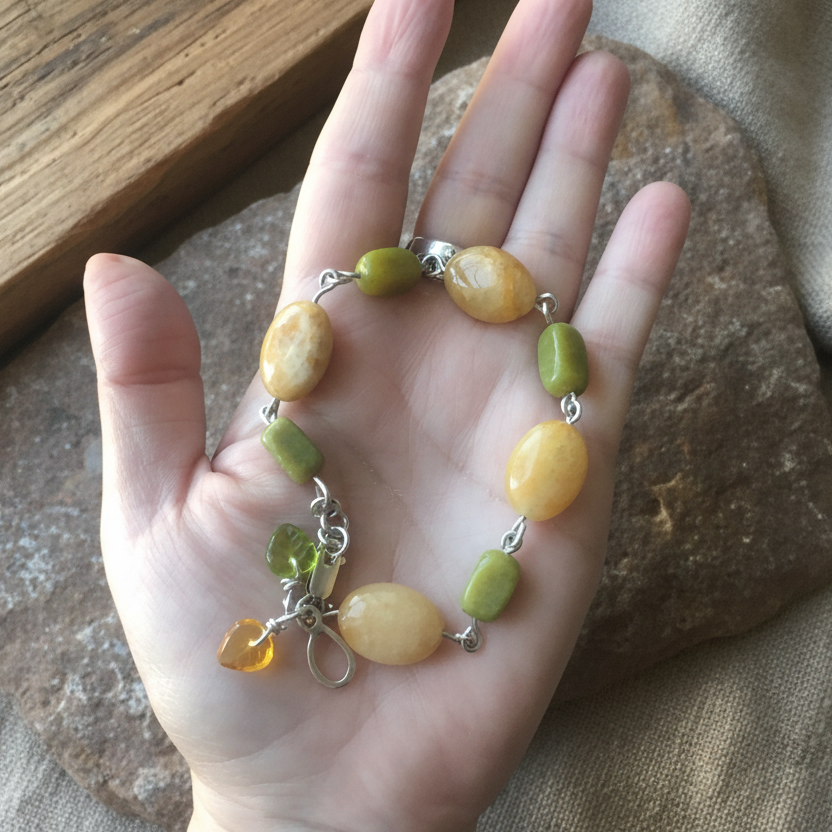 Yellow Aventurine and Lemon Jade Segmented Bracelet