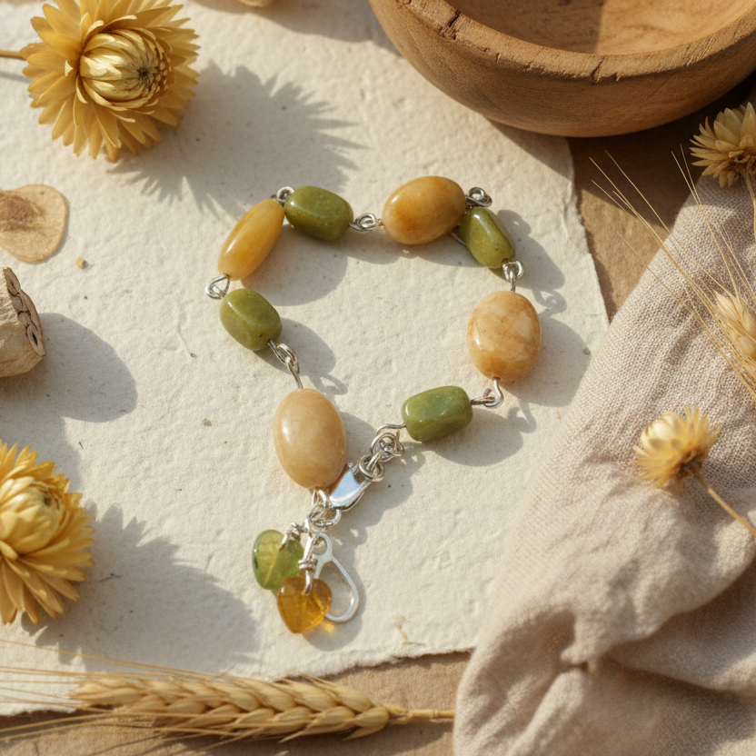 Yellow Aventurine and Lemon Jade Segmented Bracelet
