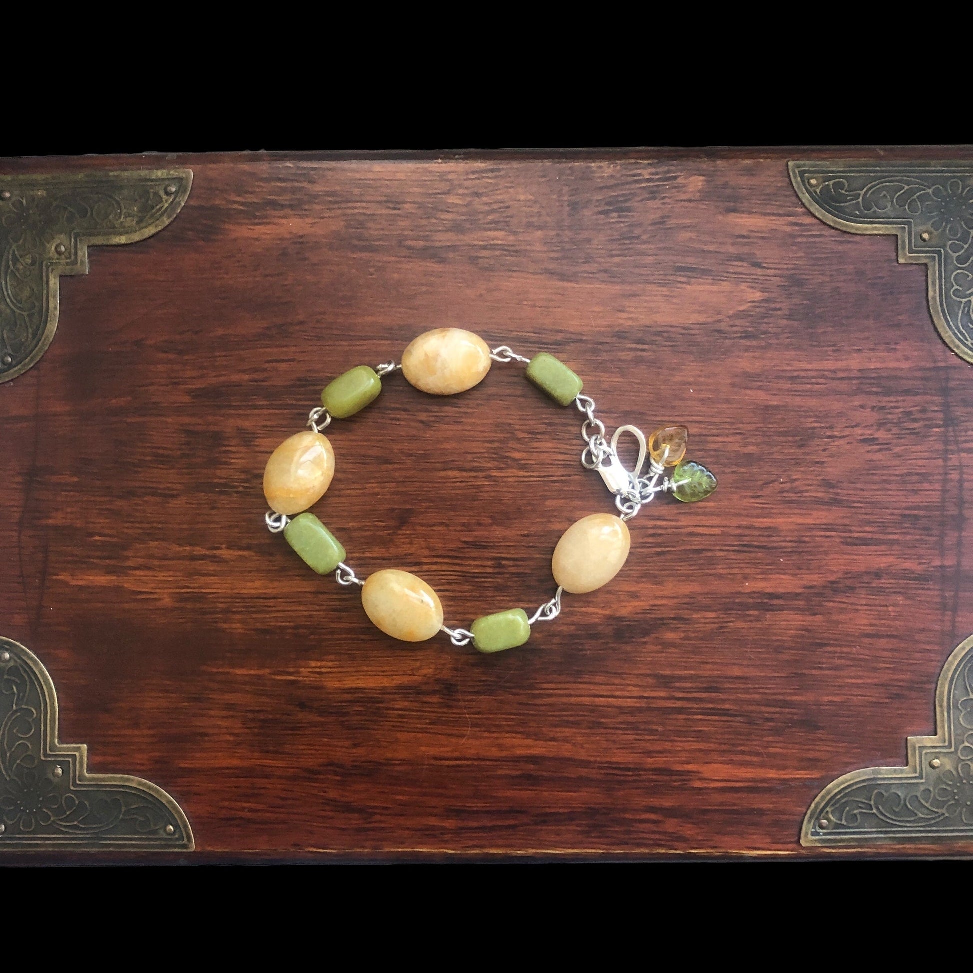 Yellow Aventurine and Lemon Jade Segmented Bracelet Silver Chamber Jewellery Store