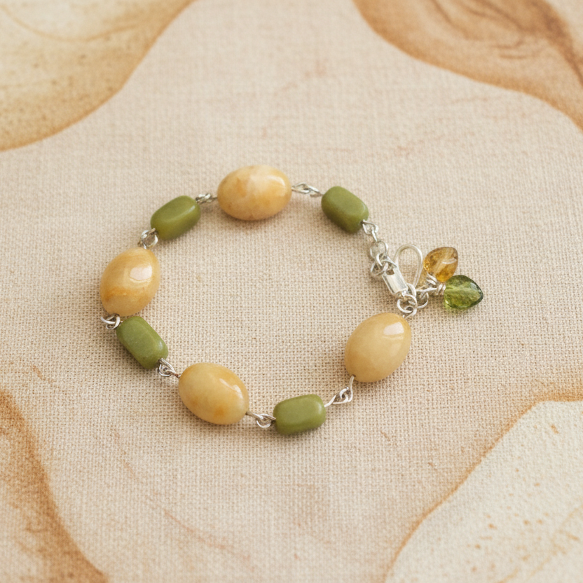Yellow Aventurine and Lemon Jade Segmented Bracelet