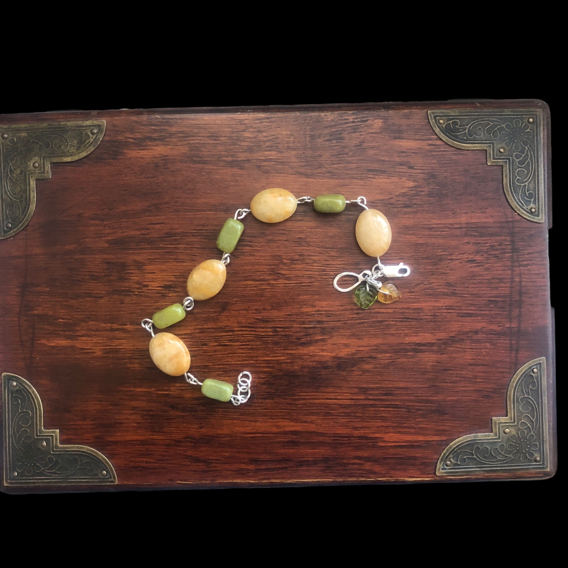 Yellow Aventurine and Lemon Jade Segmented Bracelet Silver Chamber Jewellery Store