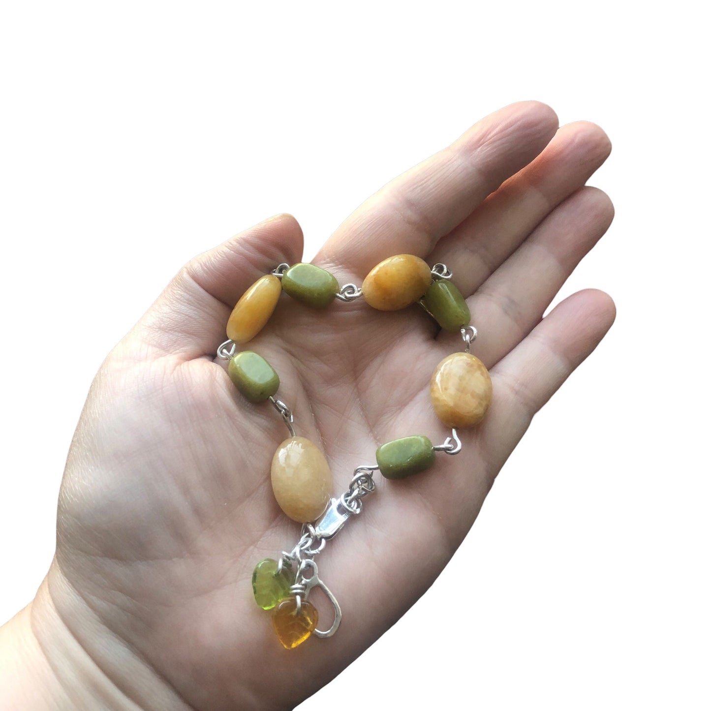 Yellow Aventurine and Lemon Jade Segmented Bracelet Silver Chamber Jewellery Store