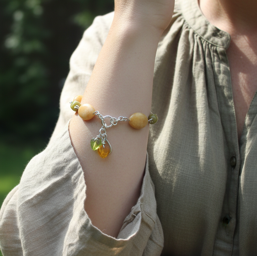 Yellow Aventurine and Lemon Jade Segmented Bracelet