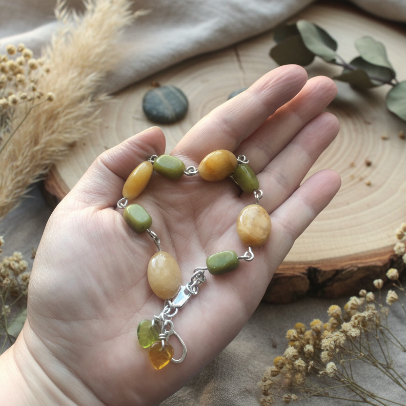 Yellow Aventurine and Lemon Jade Segmented Bracelet