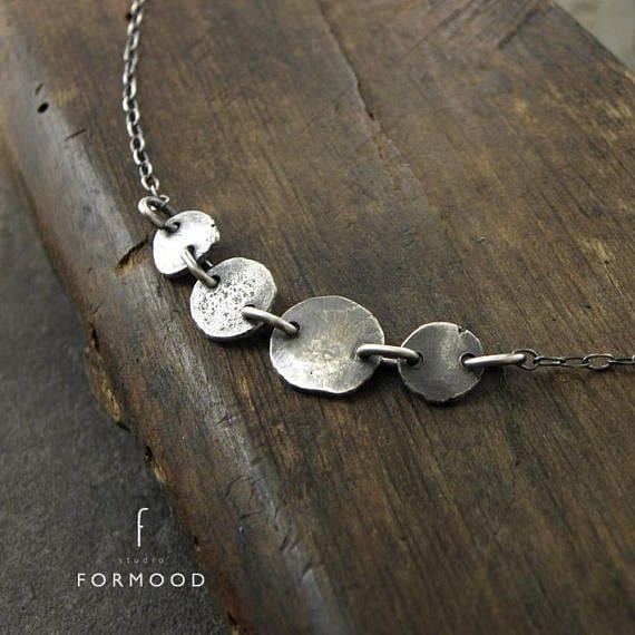 Aged Sterling Silver Delicate Coin Necklace FORMOOD
