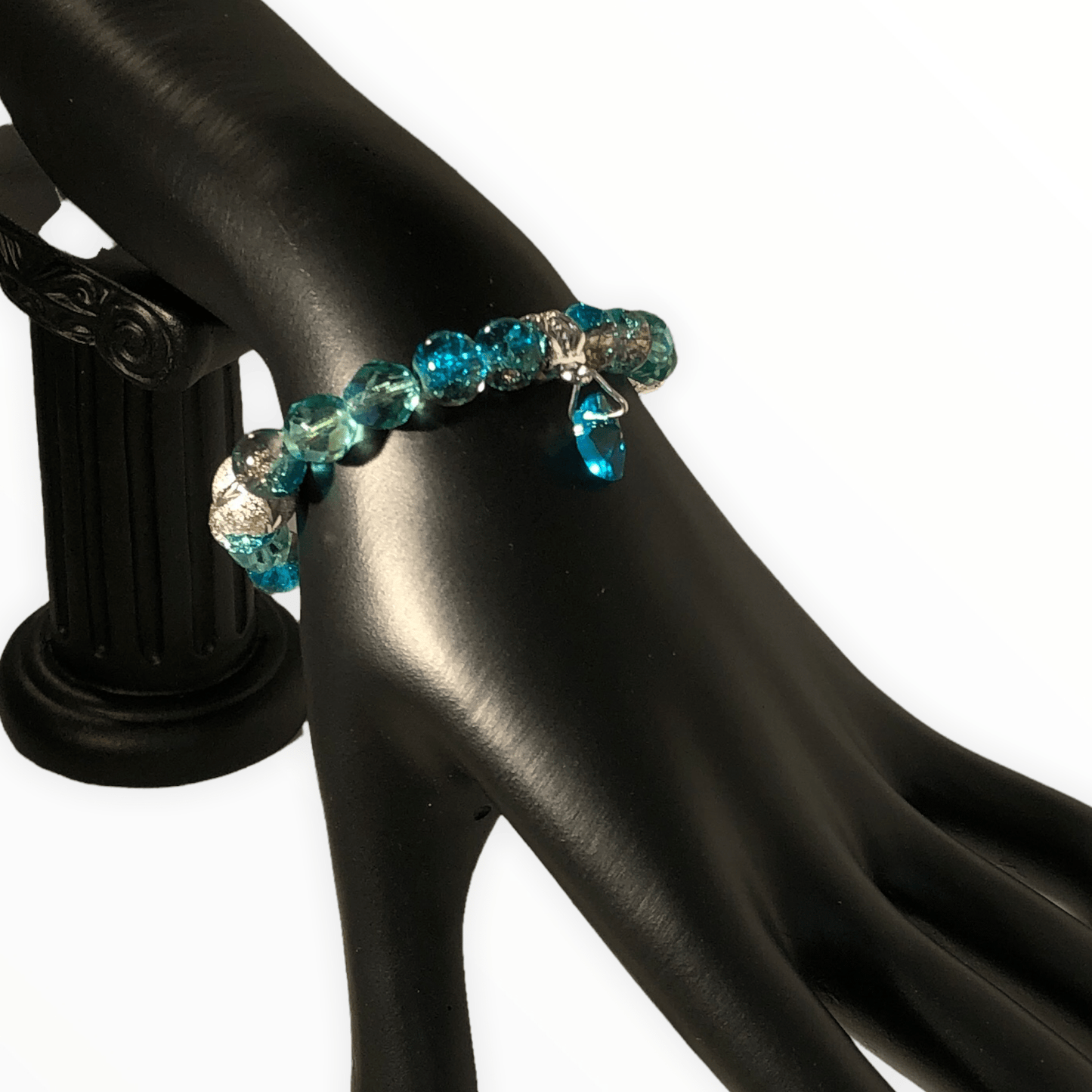 Blue Czech Crystal Beaded Bracelet With Paw KAS WARWAS