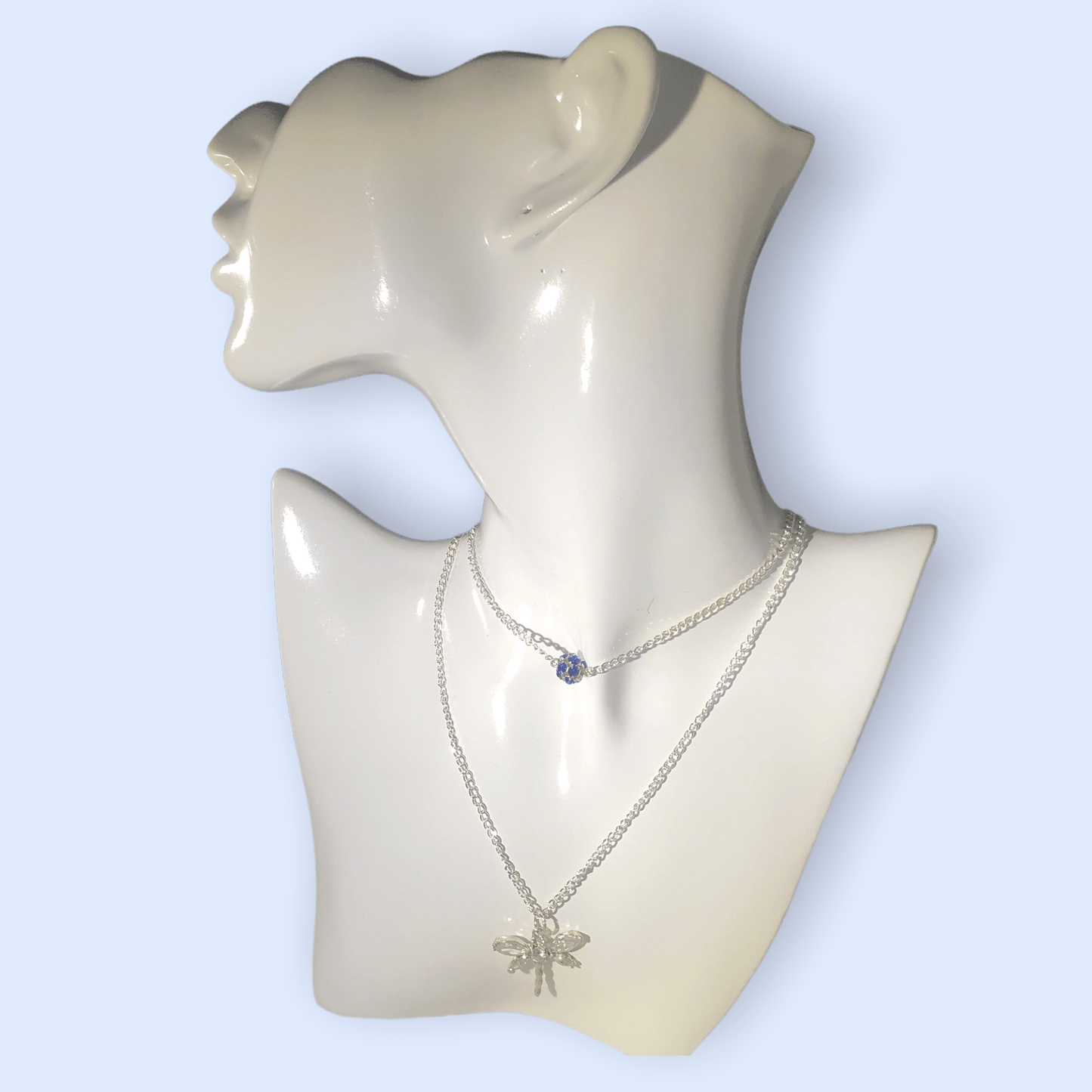Crystal Butterfly & Blue Crystal Necklaces Bundle KAS WARWAS