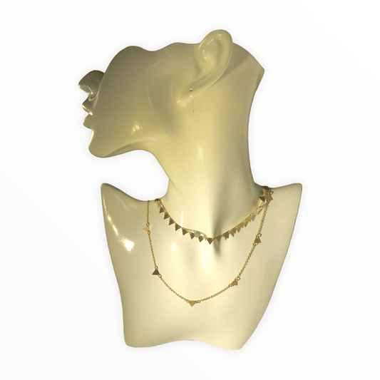 Gold-plated Choker & Chain Necklace With Triangles Bundle KAS WARWAS