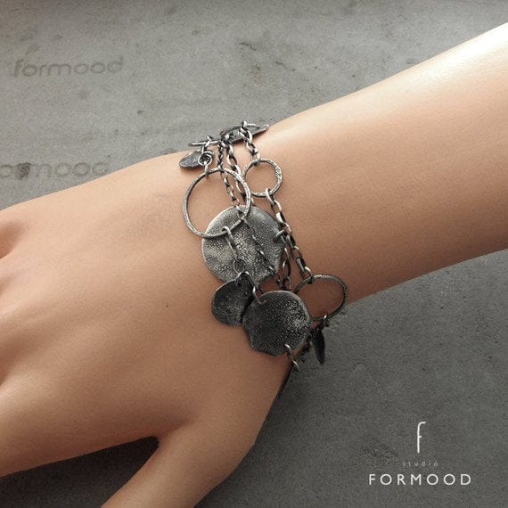 Raw Bohemian Sterling Silver Coin Bracelet FORMOOD