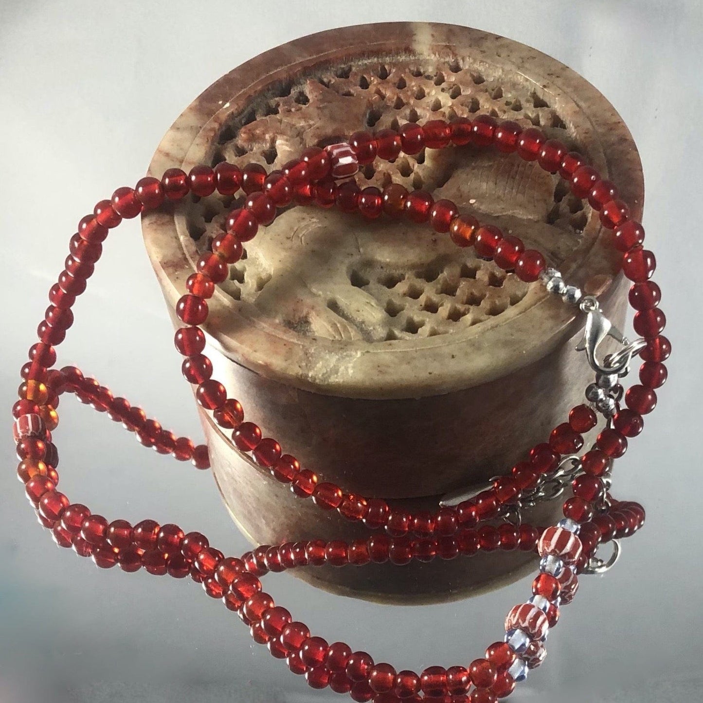 Red Glass Beaded Necklace KAS WARWAS