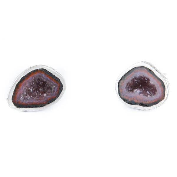 Simple Baby Agate Geode Stud Earrings MICHAŁ SIERADZKI