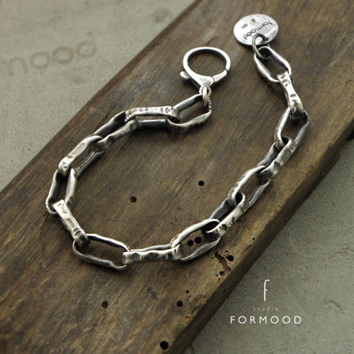 Statement Sterling Silver Chain Bracelet FORMOOD