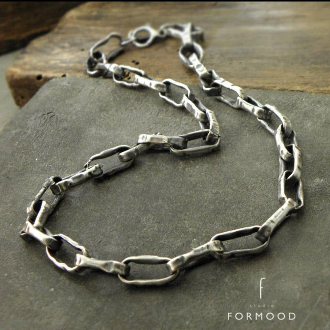 Statement Sterling Silver Chain Necklace FORMOOD